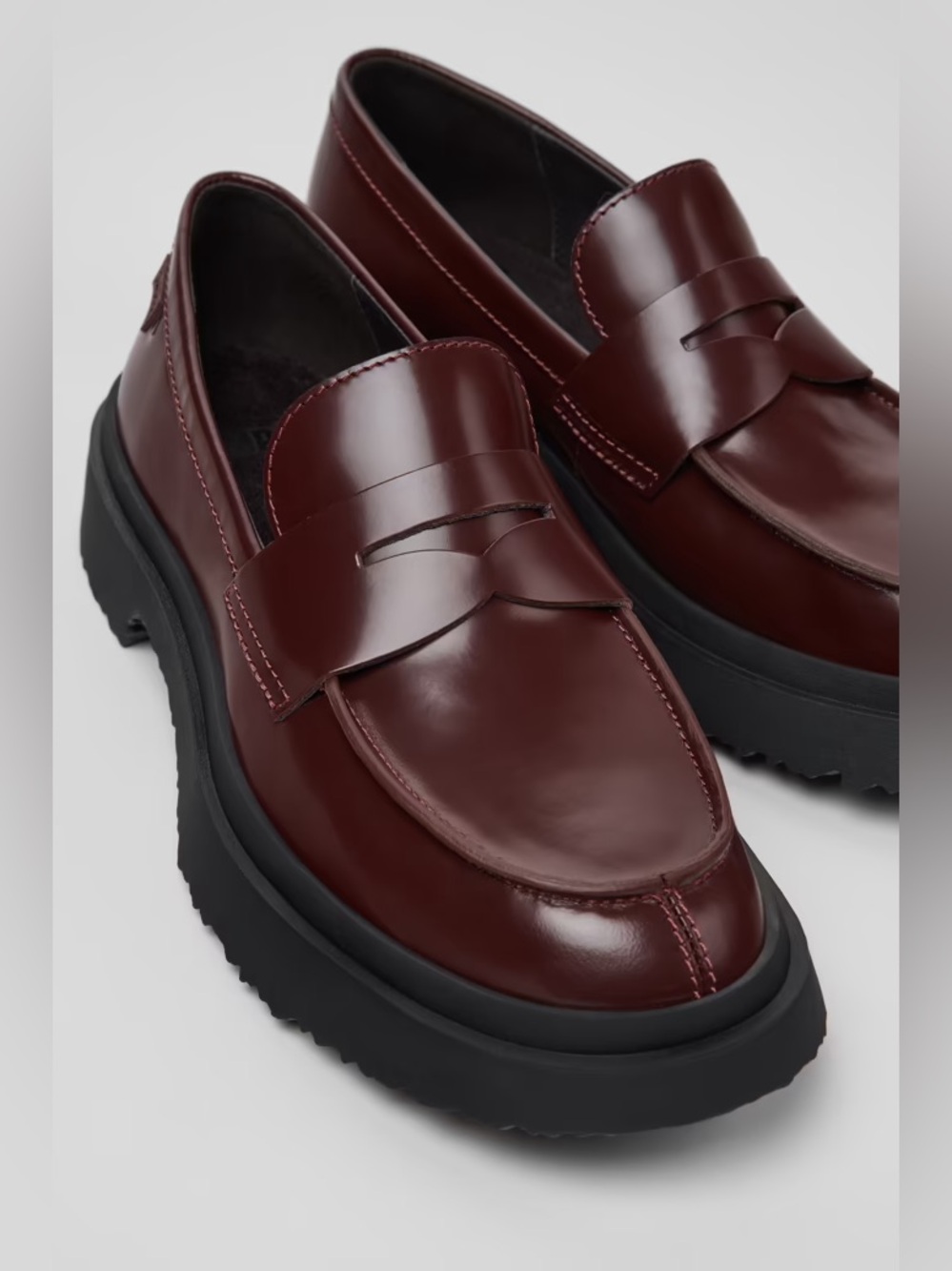 NWOT Camper Walden Burgundy Leather Moccasins - Picture 2 of 12